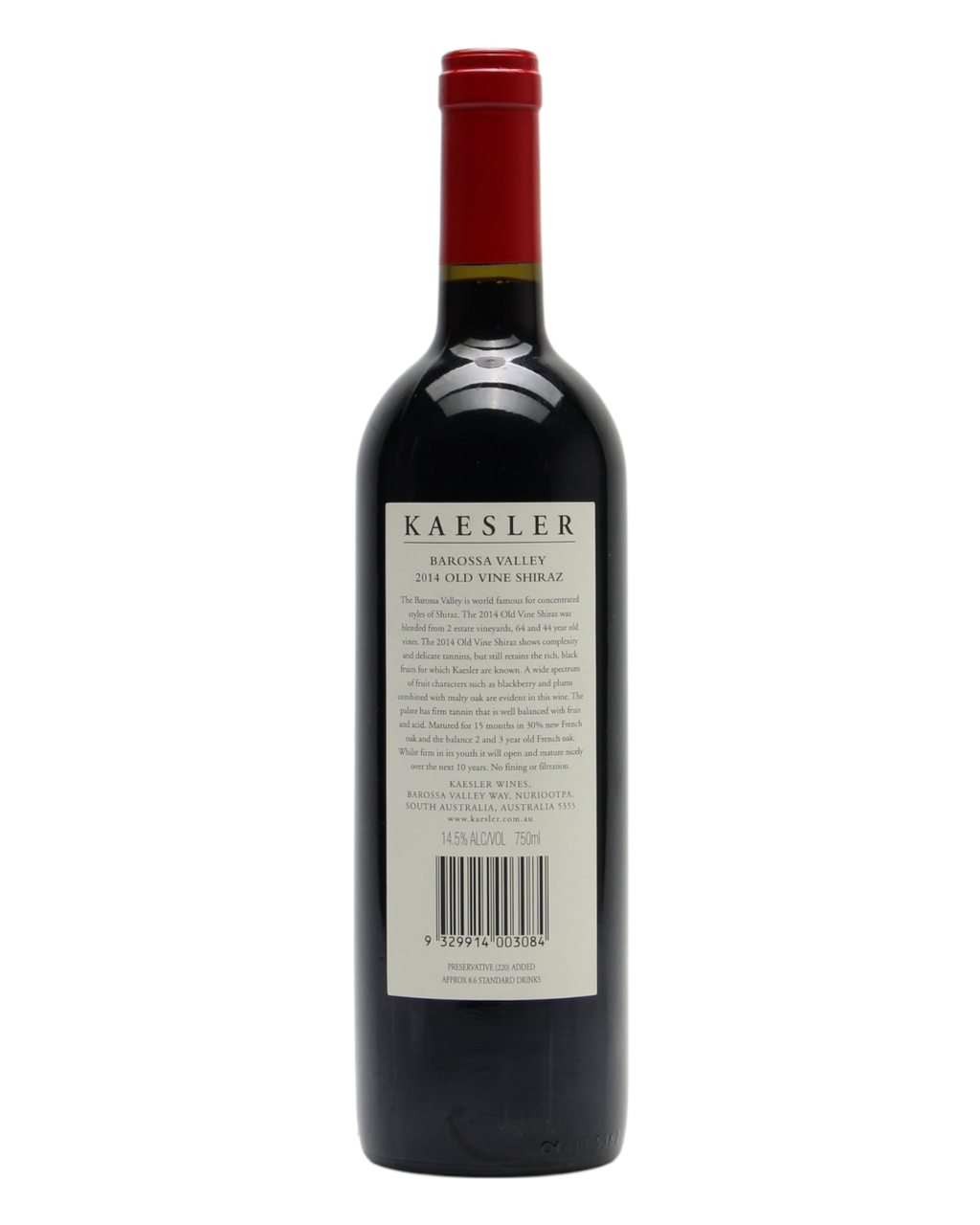 2014 Kaesler Old Vine Shiraz 750ml back